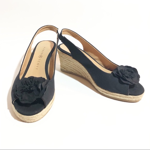 NWOT Karen Scott Dashy Black Wedges - Picture 3 of 8